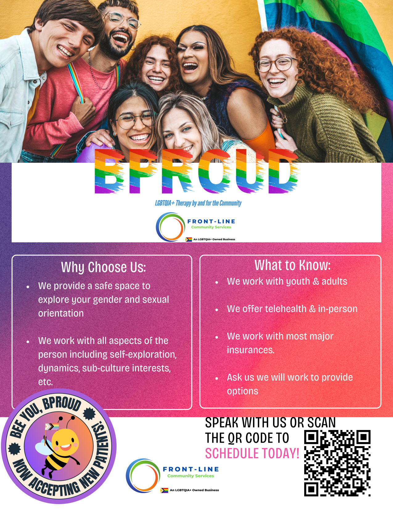 Front-Line Services Expands, Providing Direct Behavioral Health Care with Focus on LGBTQ+ Population